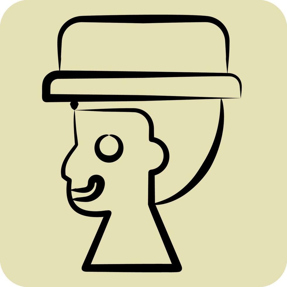 ikon hatt. relaterad till camping symbol. hand dragen stil. enkel design redigerbar. enkel illustration vektor