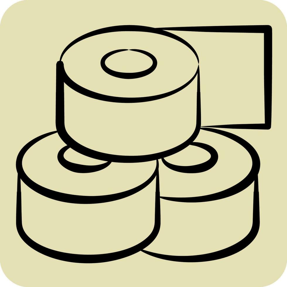ikon toalett papper. relaterad till badrum symbol. hand dragen stil. enkel design redigerbar. enkel illustration vektor