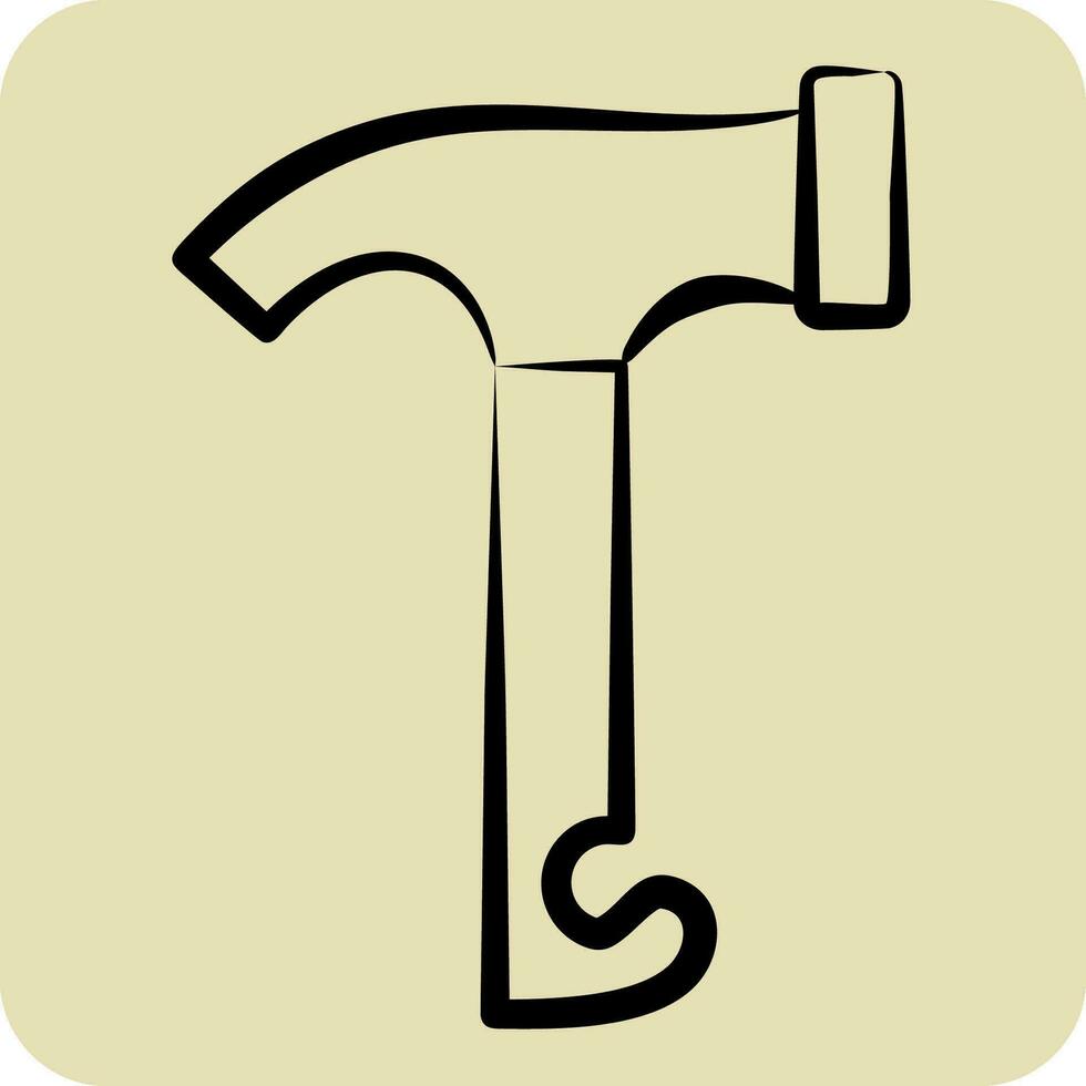 Symbol Hammer. verbunden zu Camping Symbol. Hand gezeichnet Stil. einfach Design editierbar. einfach Illustration vektor