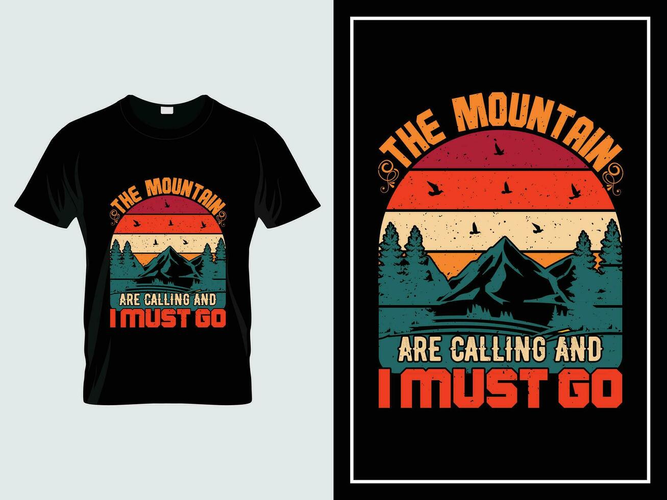 årgång äventyr t-shirt design vektor trendig Citat, de berg är kallelse och jag måste gå