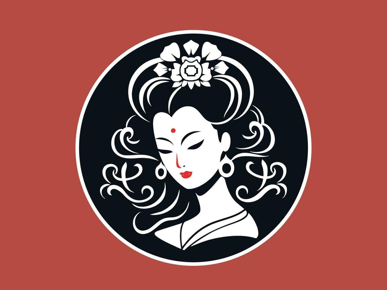 Vektor Illustration von ein japanisch Frau im ein traditionell Kimono, Emblem oder Logo Vorlage