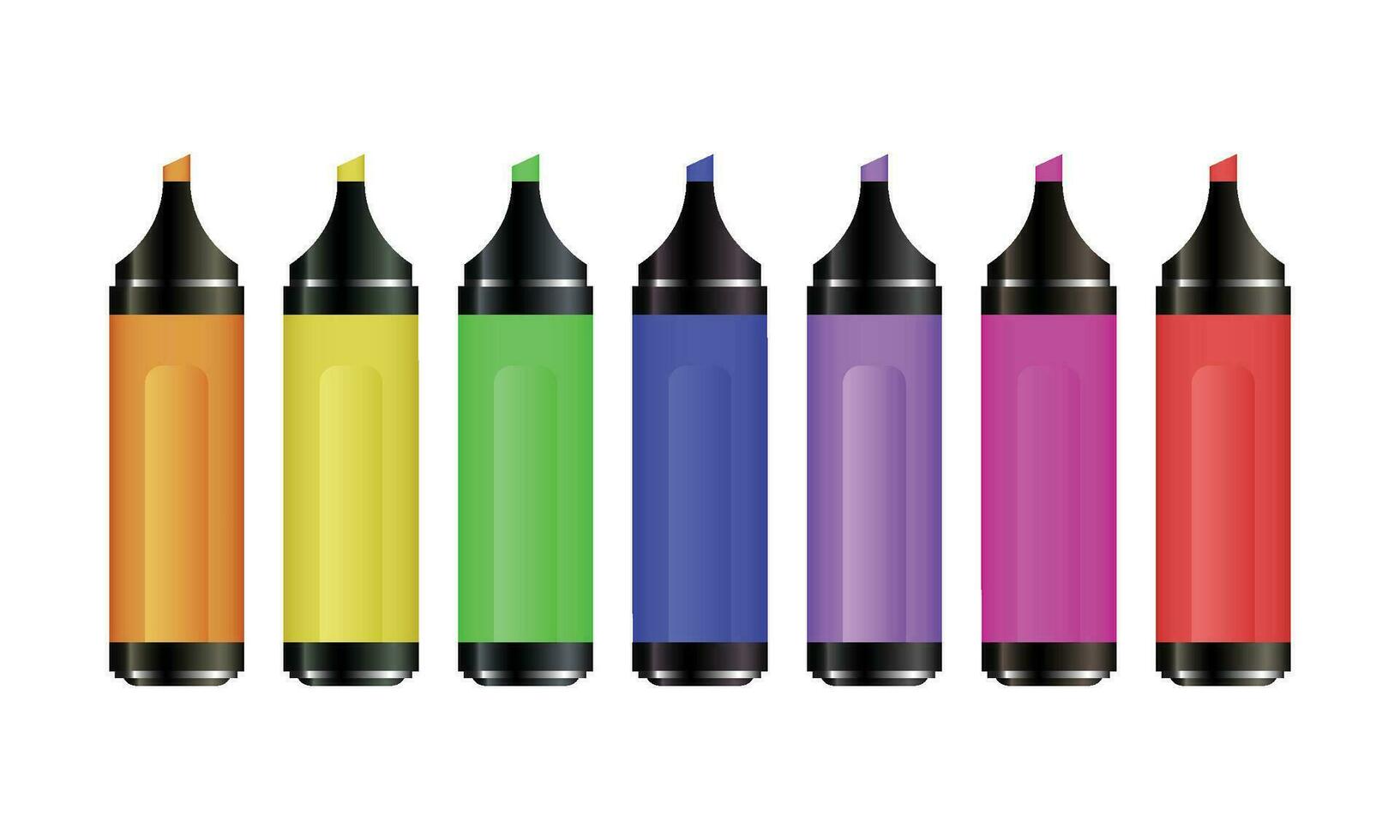 vektor färgrik penna markörer uppsättning realistisk överstrykningspennor för teckning