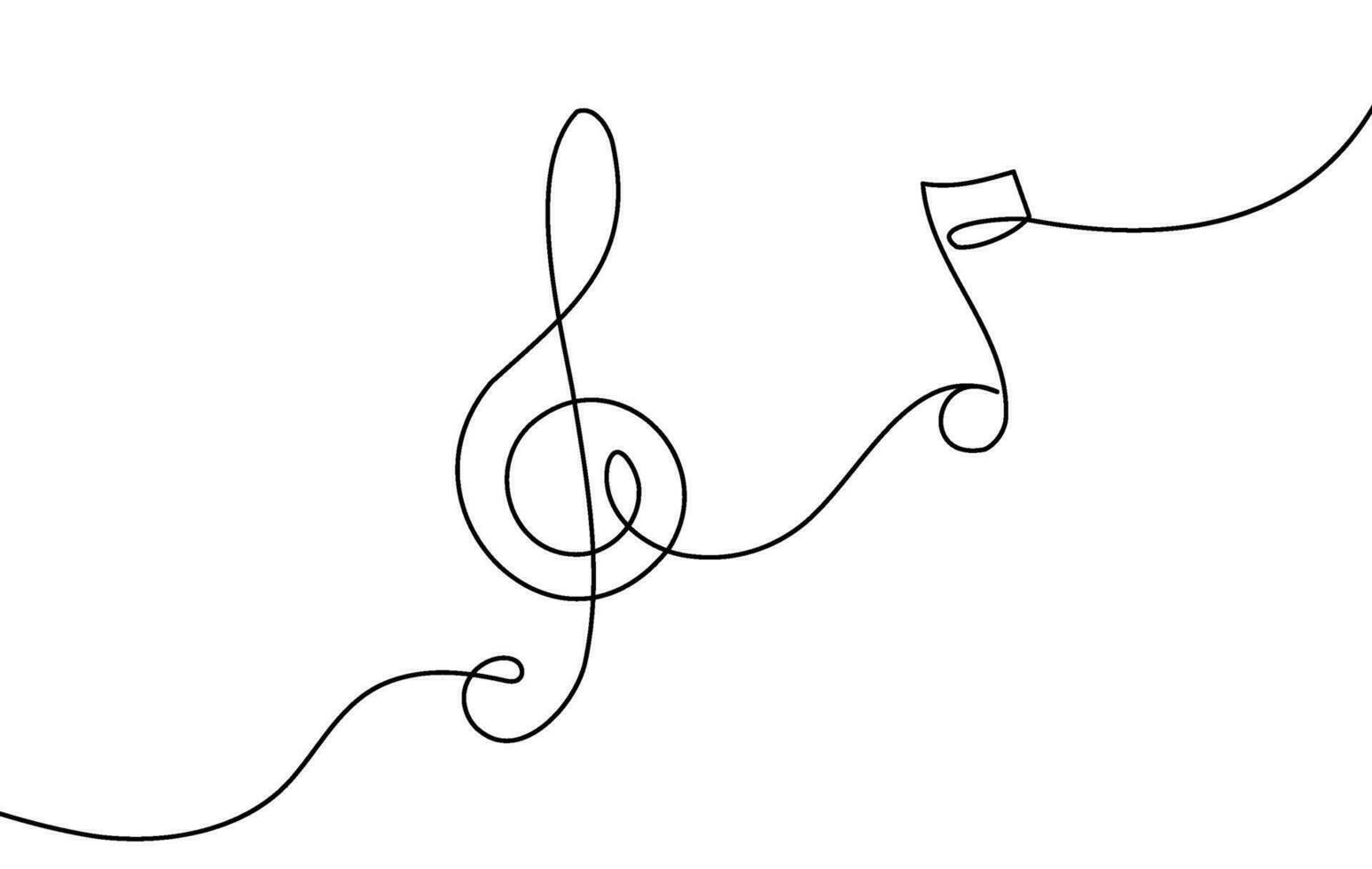 kontinuierlich Musik- Linie Kunst Hinweis Vektor skizzieren Illustration. abstrakt Musik- Anmerkungen Lied Klang Konzept Hintergrund Gliederung Symbol Kunst einer Blatt. Vektor Illustration skizzieren Element.