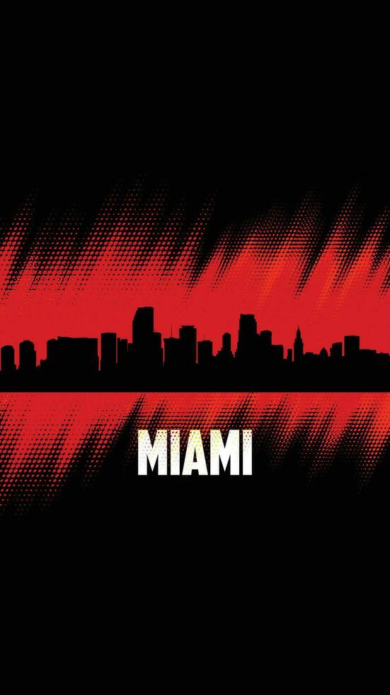 Miami Vektor Städte Silhouette, rot und schwarz diagonal Halbton Hintergrund