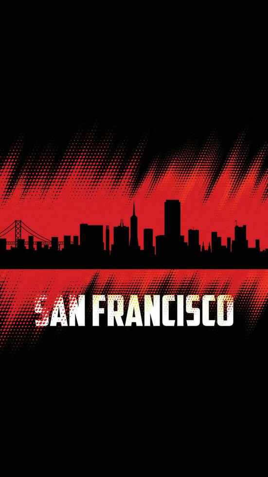 san Francisco Vektor Städte Silhouette, rot und schwarz diagonal Halbton Hintergrund