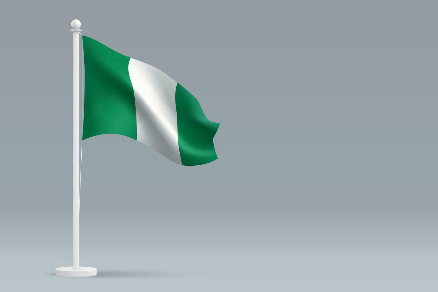 3d realistisk nationell nigeria flagga isolerat på grå bakgrund vektor