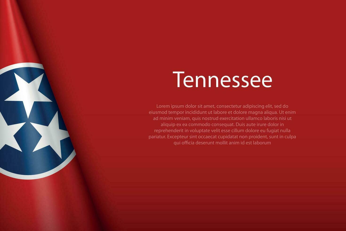 flagga Tennessee, stat av förenad stater, isolerat på bakgrund med copy vektor