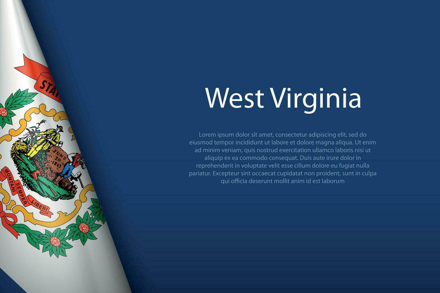 flagga väst virginia, stat av förenad stater, isolerat på bakgrund med copy vektor