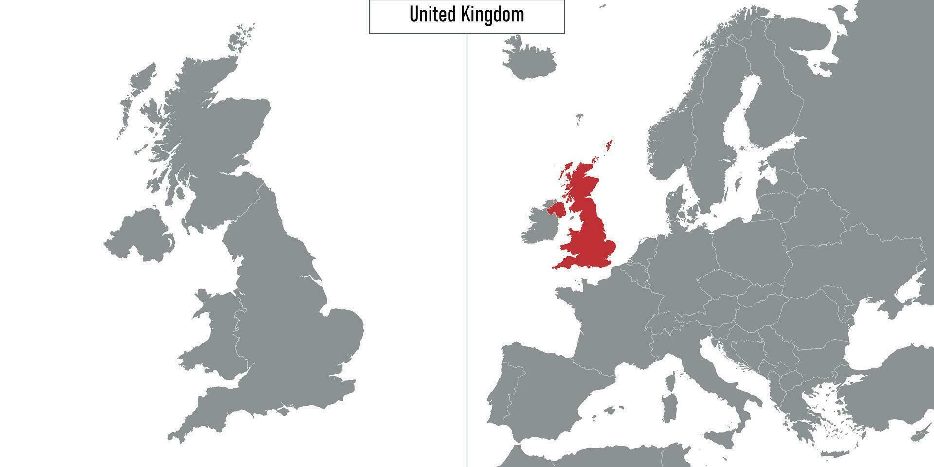 Karte von vereinigt Königreich und Ort auf Europa Karte vektor