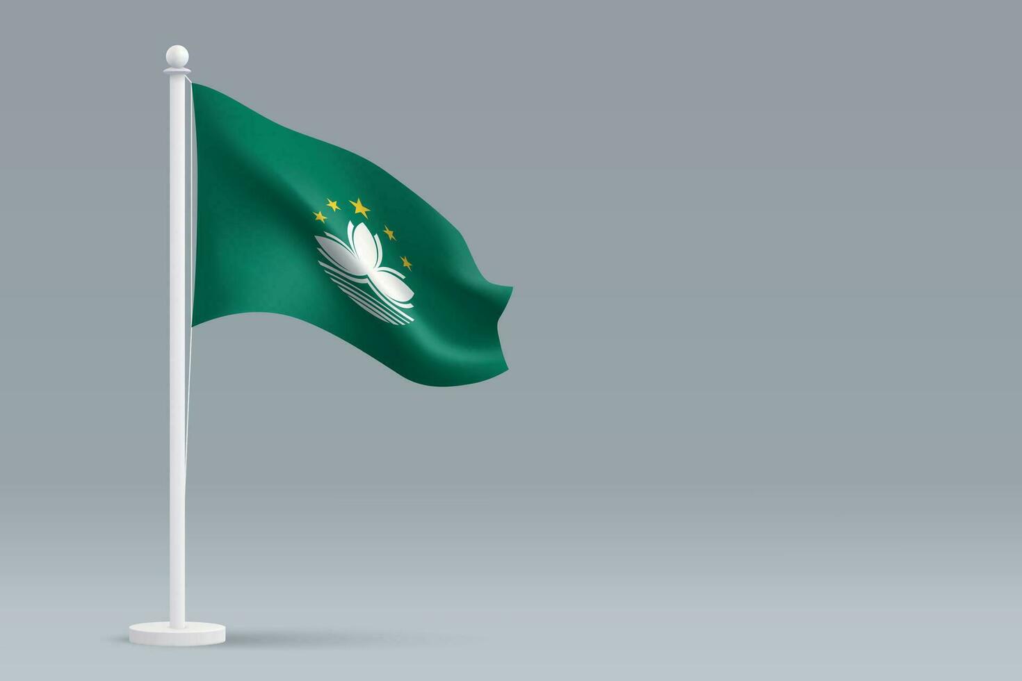 3d realistisch National Macao Flagge isoliert auf grau Hintergrund vektor