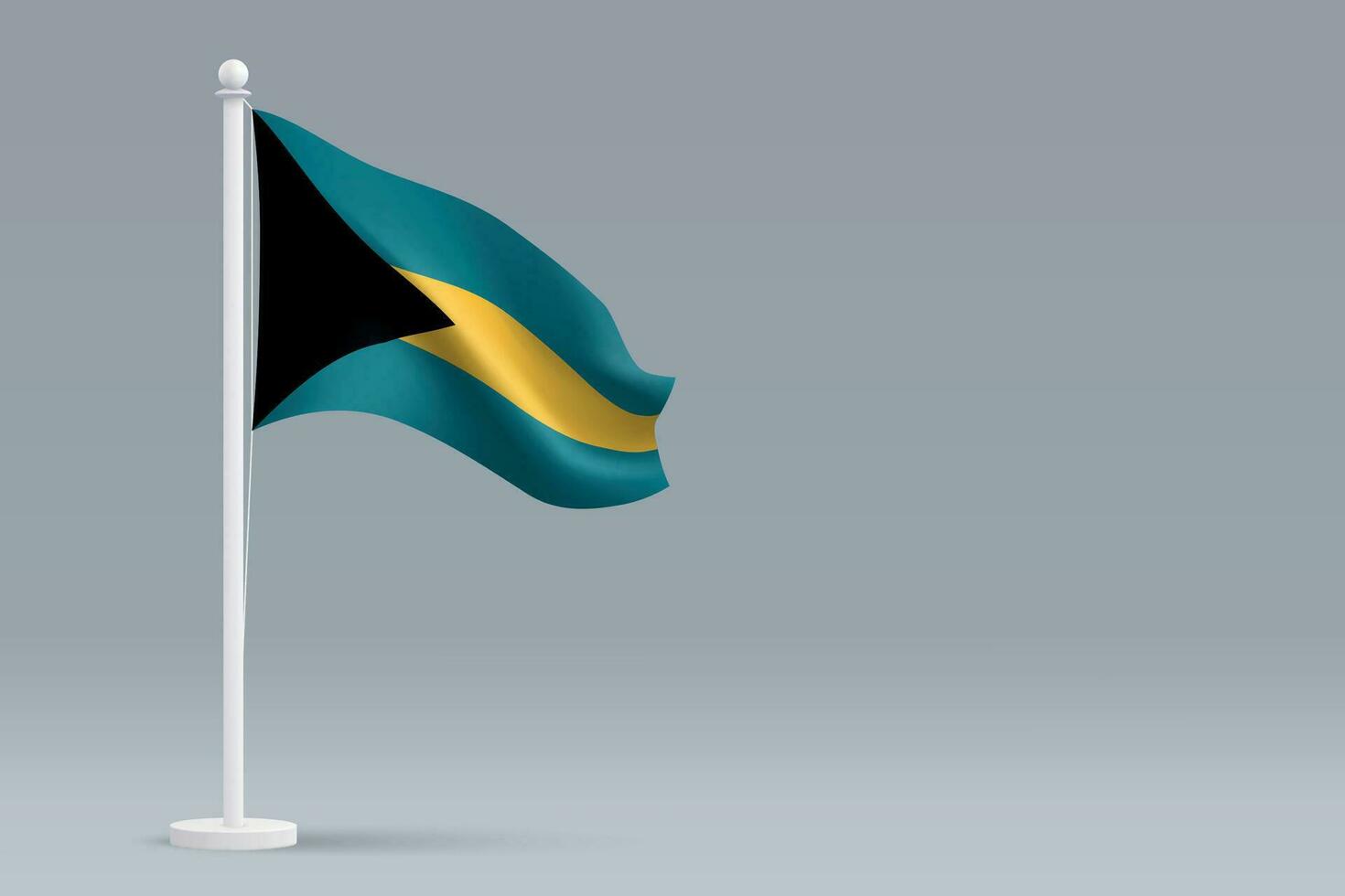 3d realistisk nationell Bahamas flagga isolerat på grå bakgrund vektor