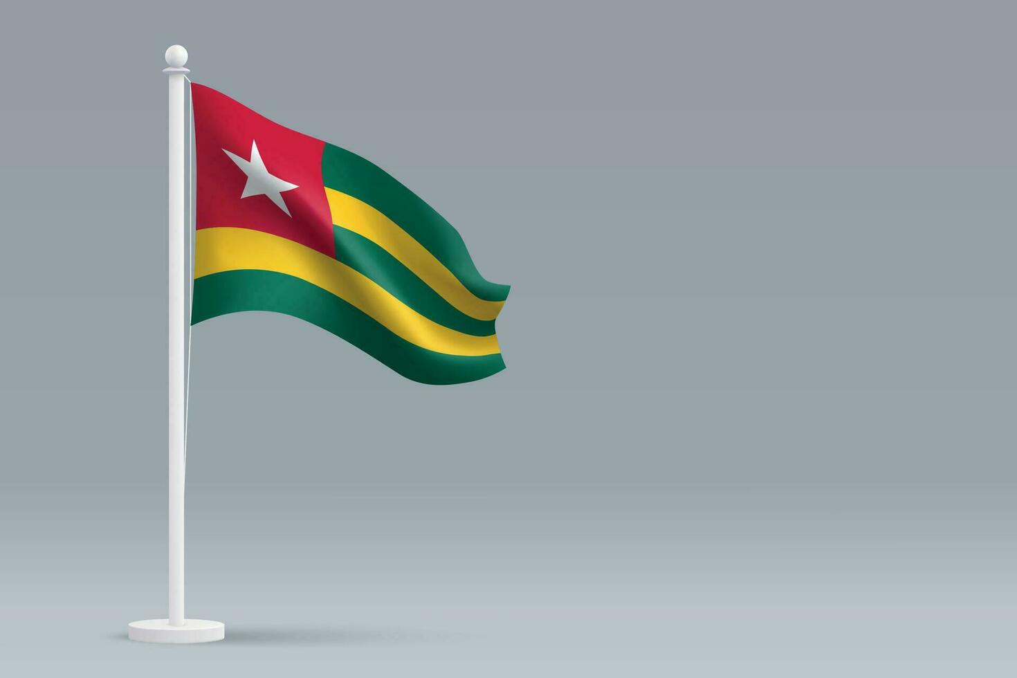 3d realistisk nationell Togo flagga isolerat på grå bakgrund vektor