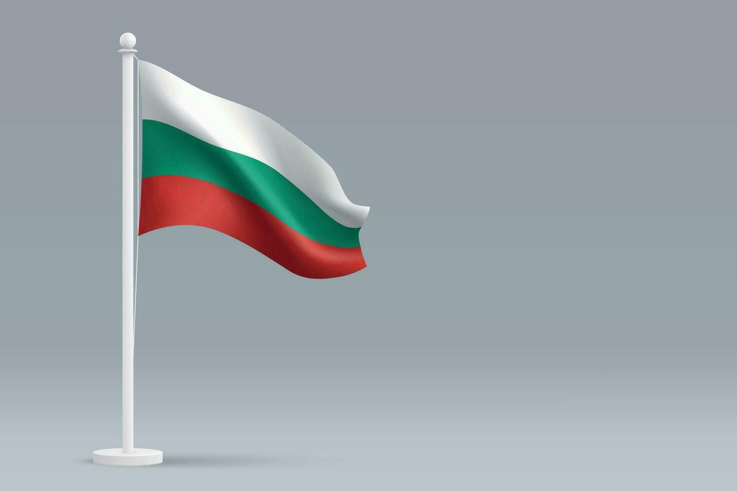 3d realistisch National Bulgarien Flagge isoliert auf grau Hintergrund vektor