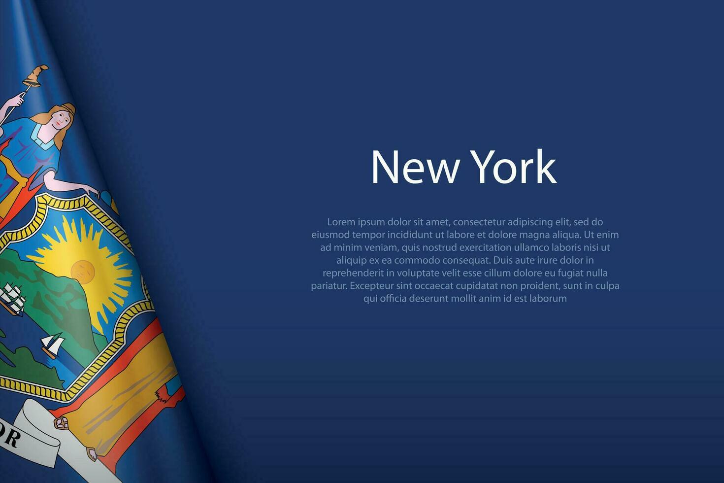 flagga ny york, stat av förenad stater, isolerat på bakgrund med copy vektor