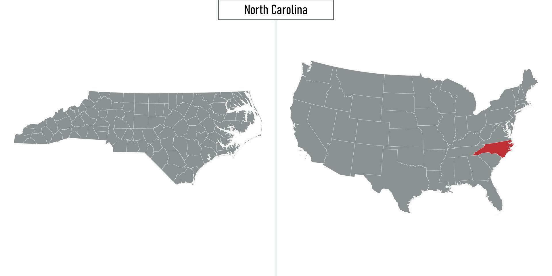 Karte von Norden Carolina Zustand von vereinigt Zustände und Ort auf USA Karte vektor