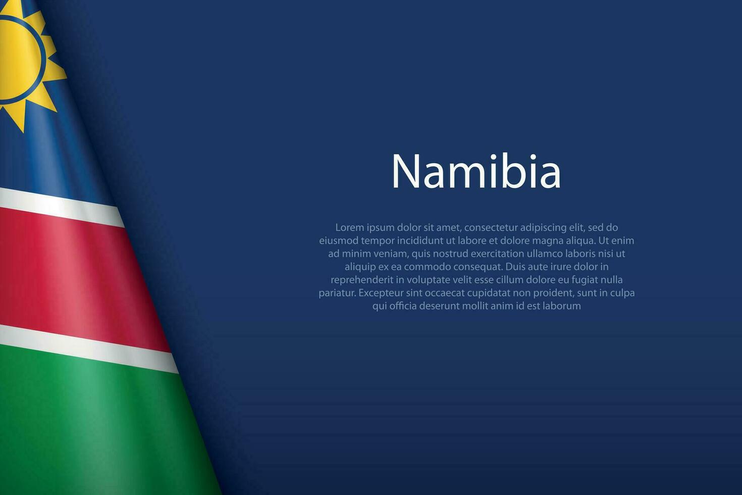 National Flagge Namibia isoliert auf Hintergrund mit Copyspace vektor
