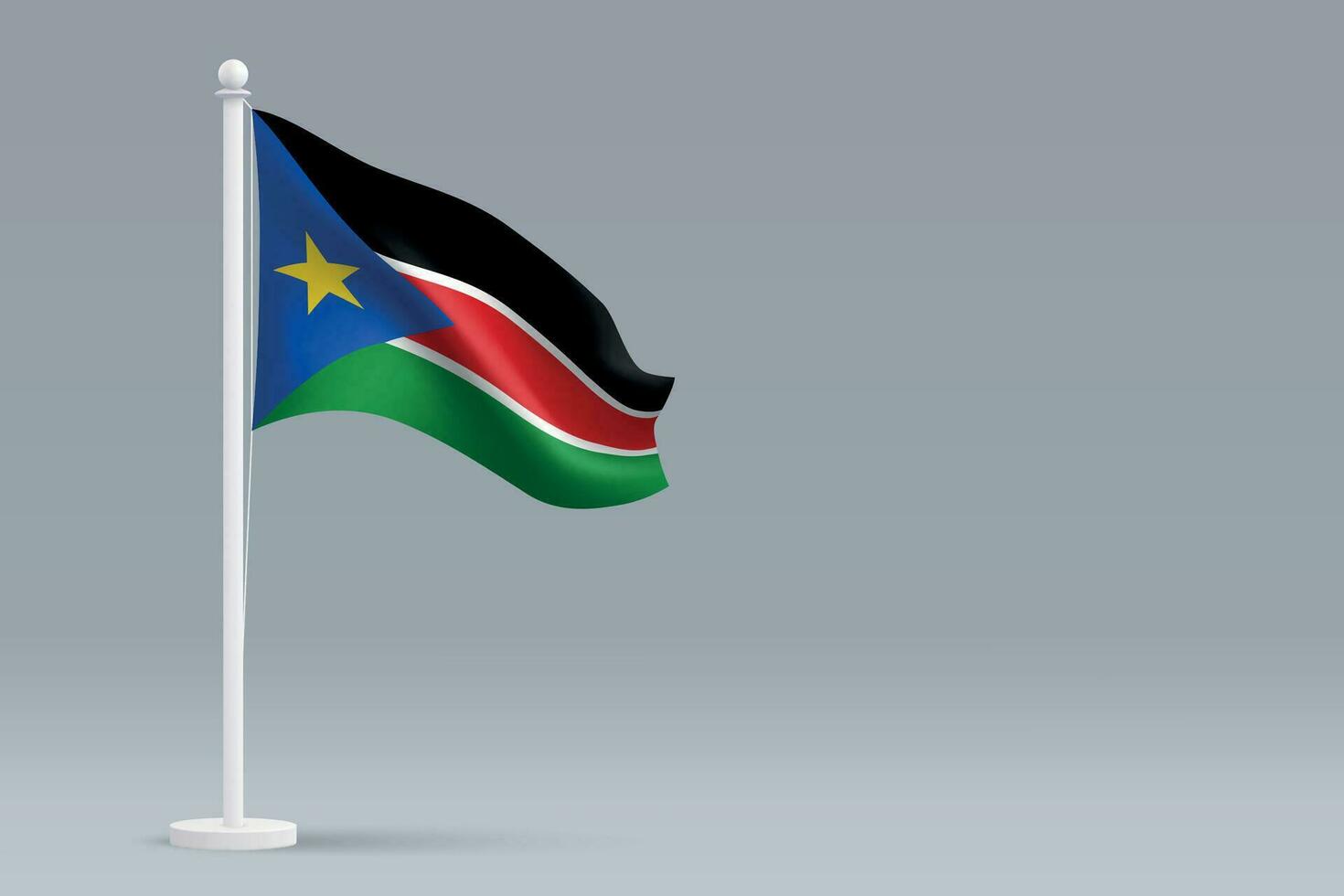 3d realistisch National Süd Sudan Flagge isoliert auf grau Hintergrund vektor