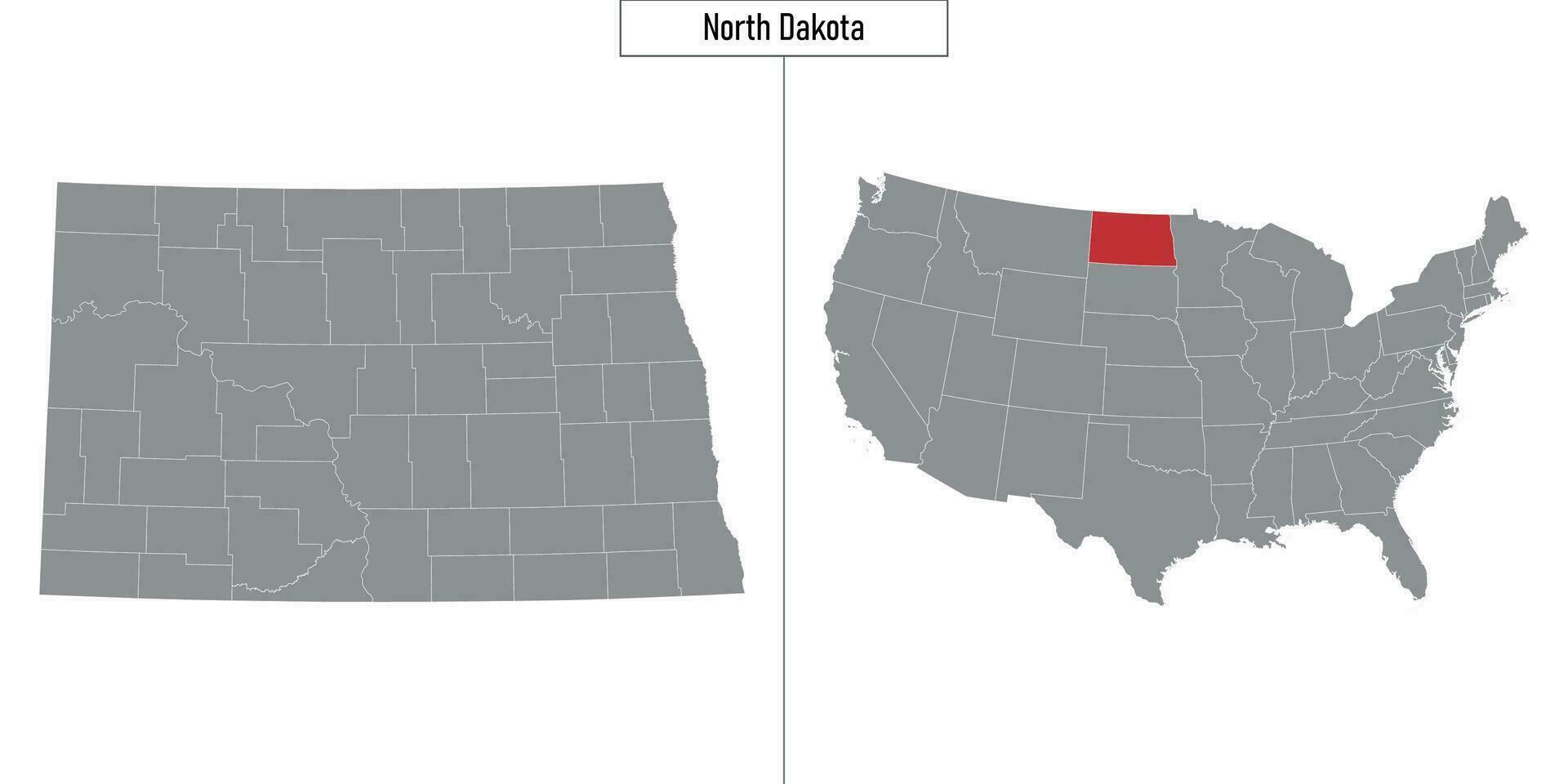 Karta av norr dakota stat av förenad stater och plats på USA Karta vektor