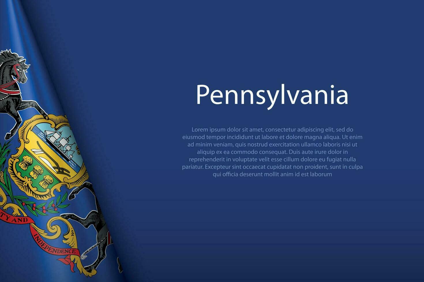 flagga pennsylvania, stat av förenad stater, isolerat på bakgrund med copy vektor