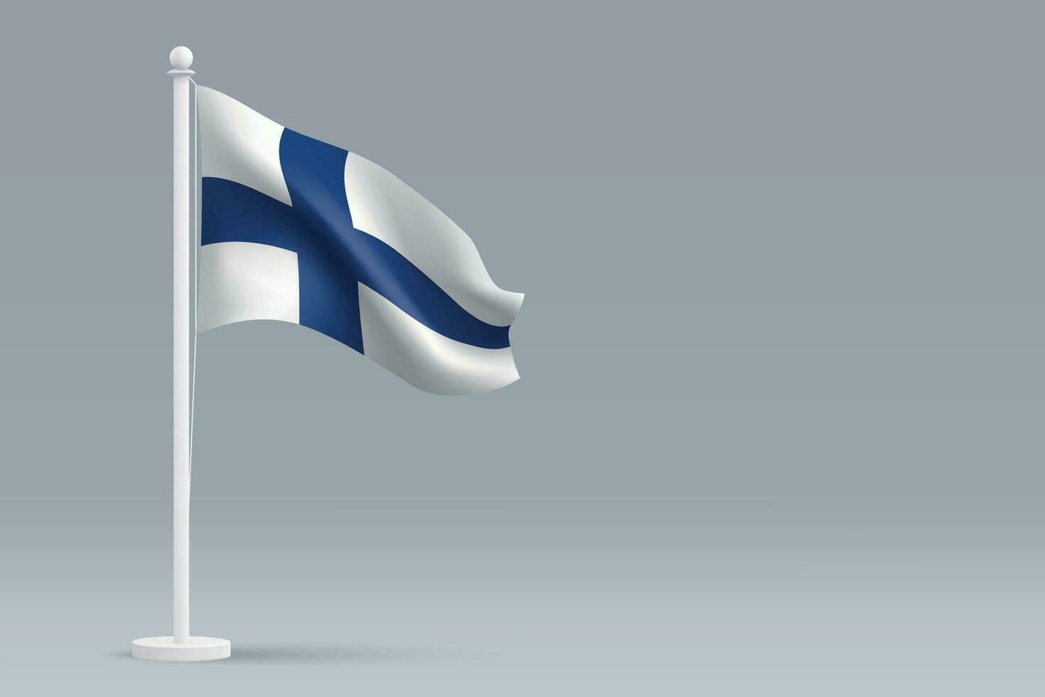 3d realistisk nationell finland flagga isolerat på grå bakgrund vektor