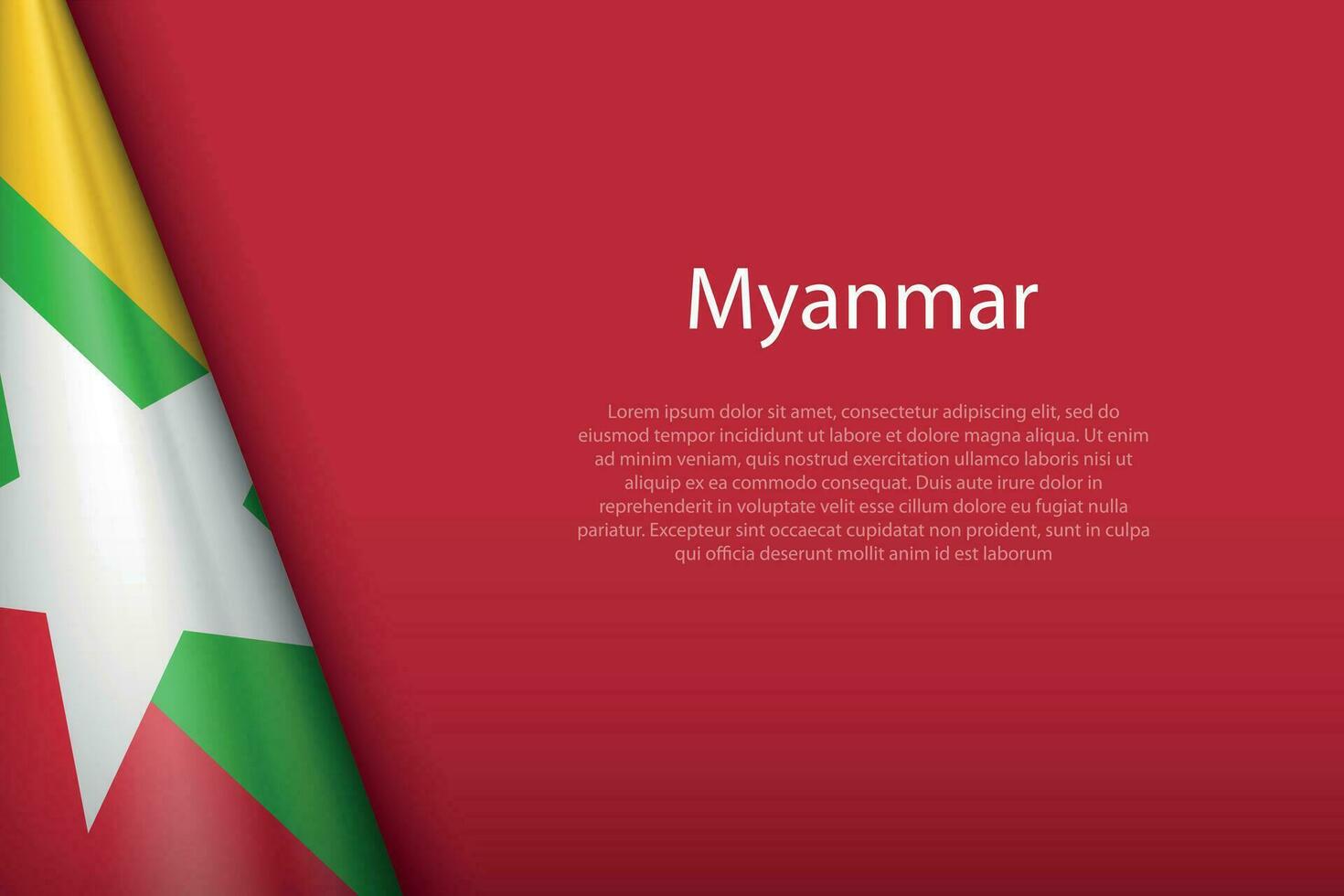 nationell flagga myanmar isolerat på bakgrund med copy vektor