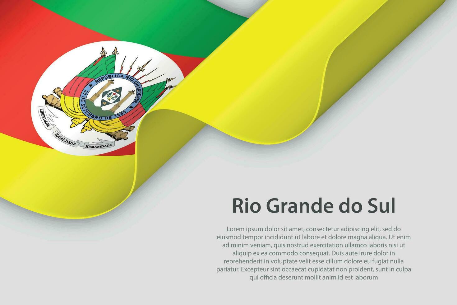 3d band med flagga rio grande do sul. brasiliansk stat. isolerat på vit bakgrund vektor