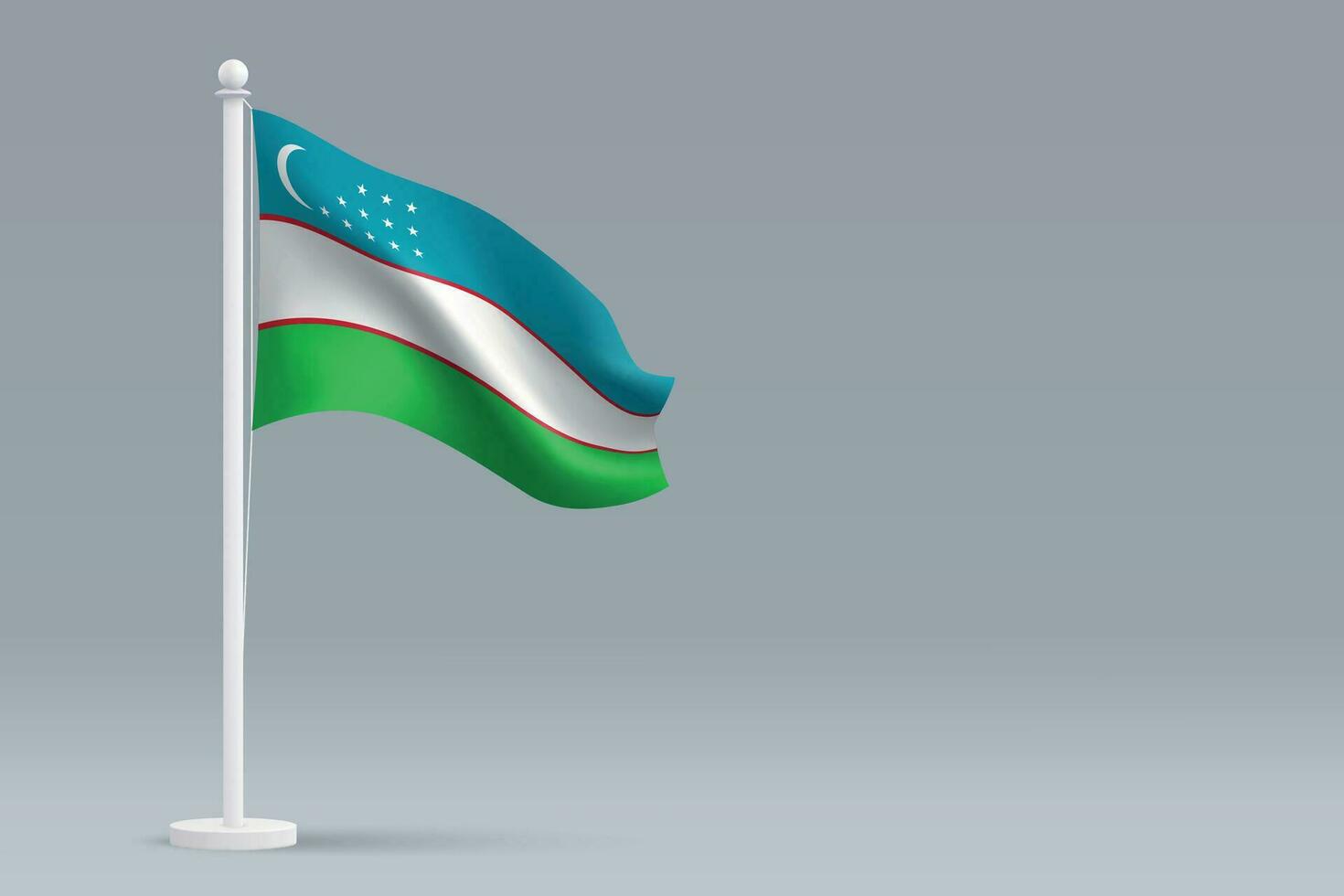 3d realistisk nationell uzbekistan flagga isolerat på grå bakgrund vektor