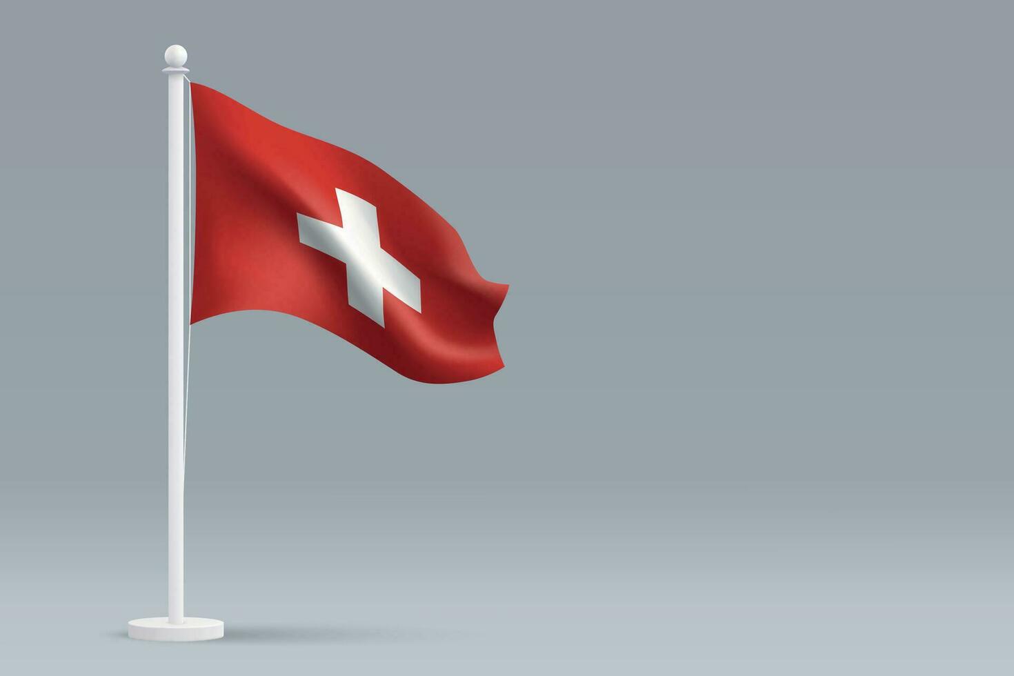 3d realistisk nationell schweiz flagga isolerat på grå bakgrund vektor