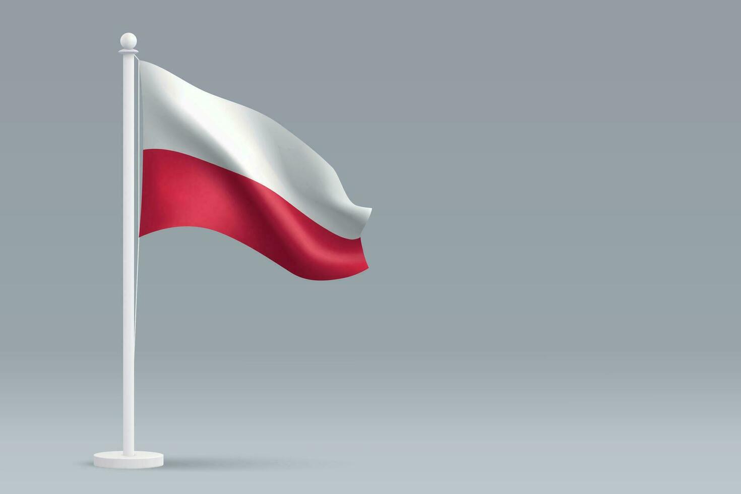 3d realistisch National Polen Flagge isoliert auf grau Hintergrund vektor