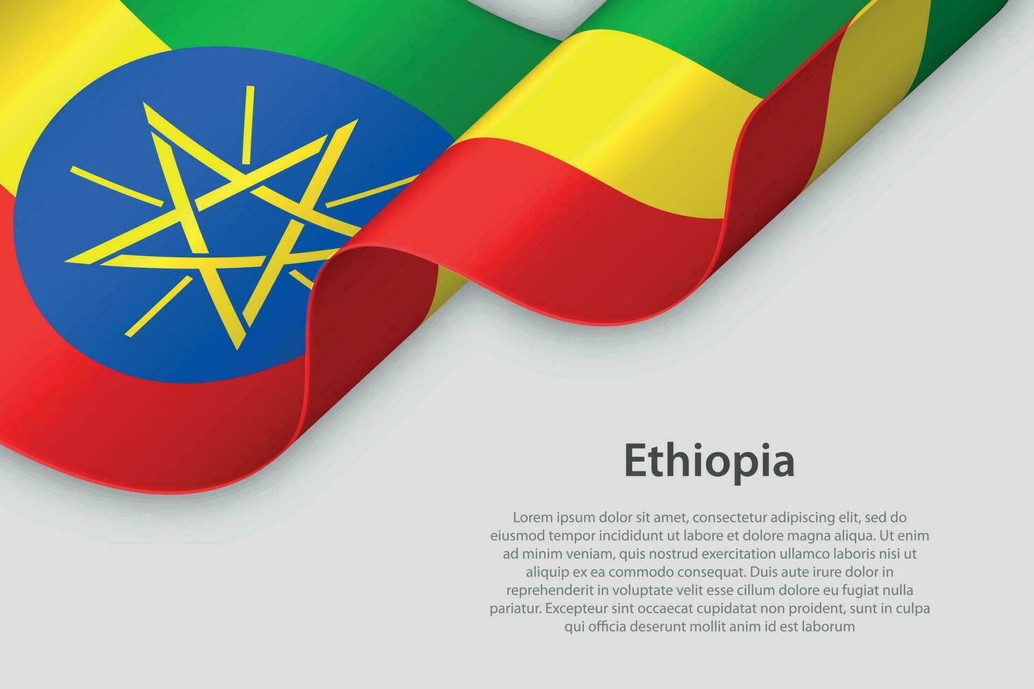 3d band med nationell flagga etiopien isolerat på vit bakgrund vektor