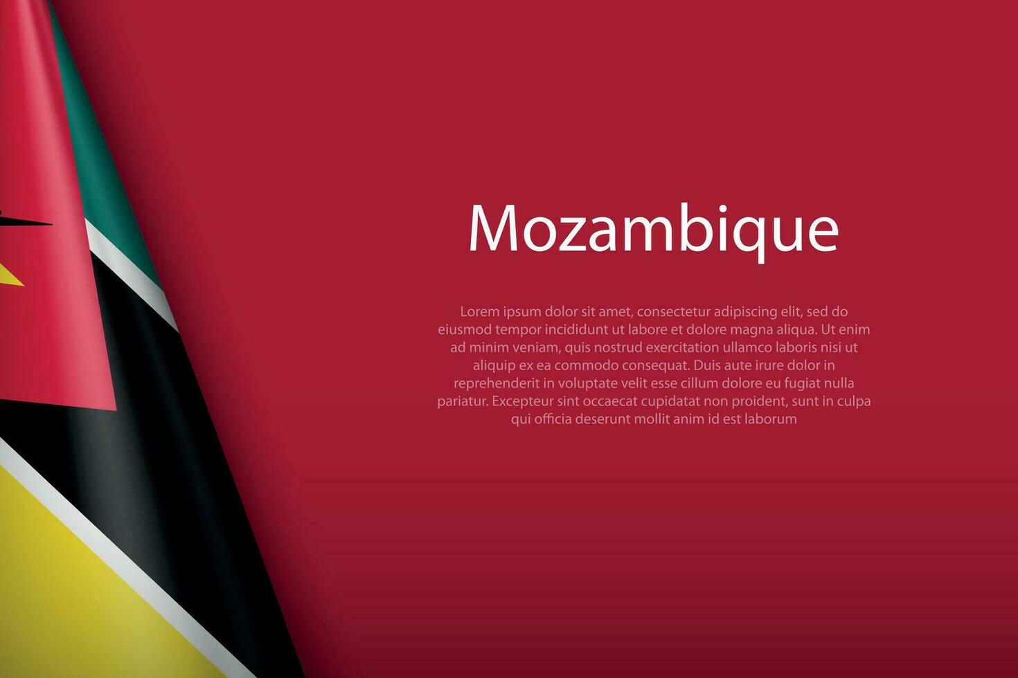 National Flagge Mozambique isoliert auf Hintergrund mit Copyspace vektor