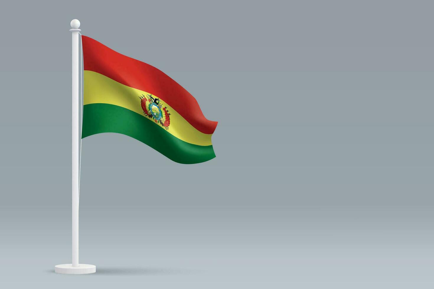 3d realistisch National Bolivien Flagge isoliert auf grau Hintergrund vektor