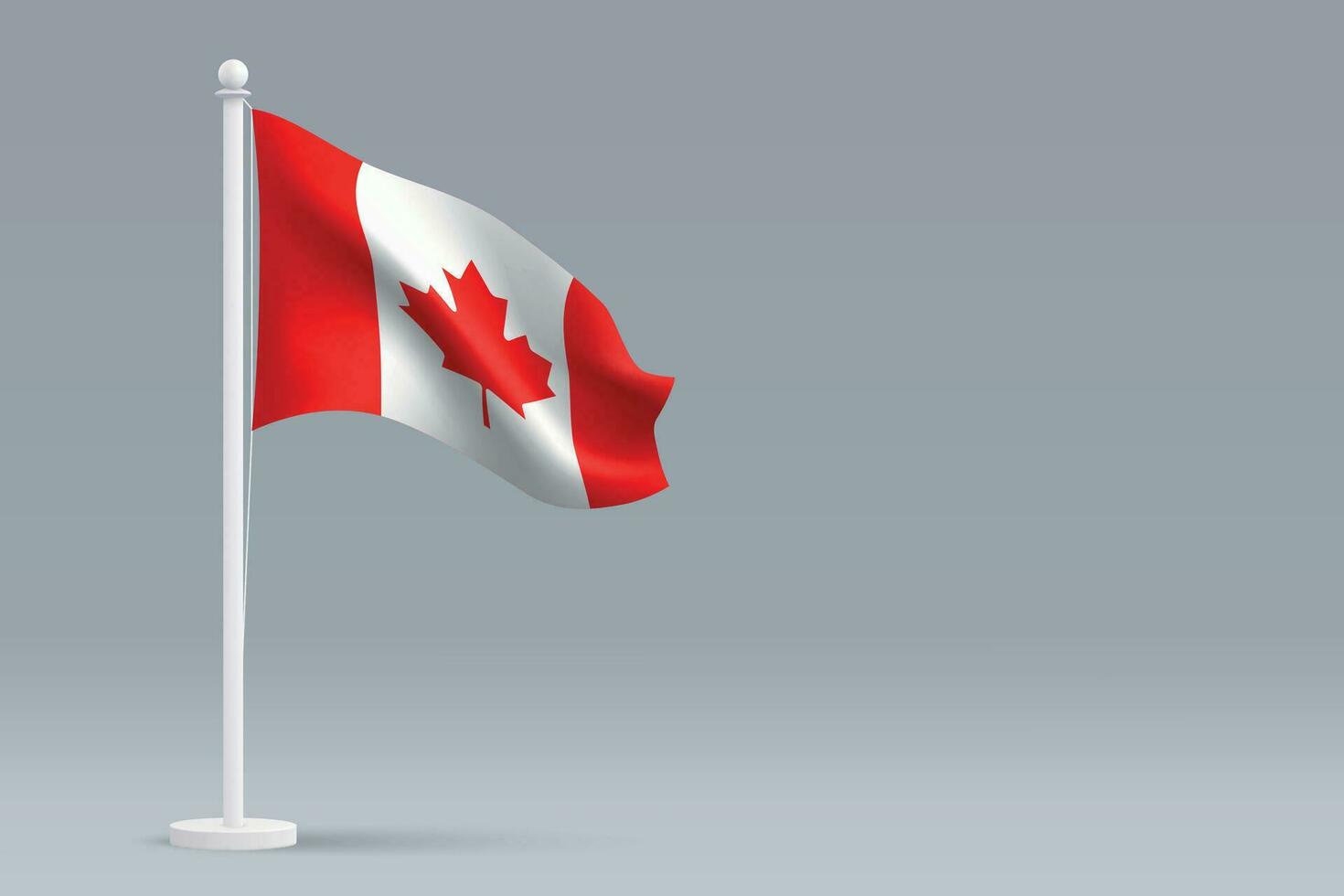 3d realistisk nationell kanada flagga isolerat på grå bakgrund vektor