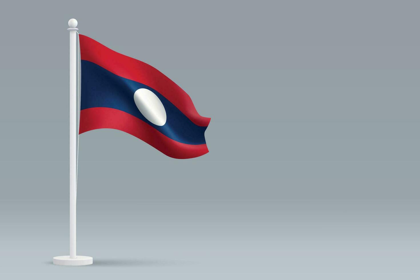 3d realistisk nationell laos flagga isolerat på grå bakgrund vektor