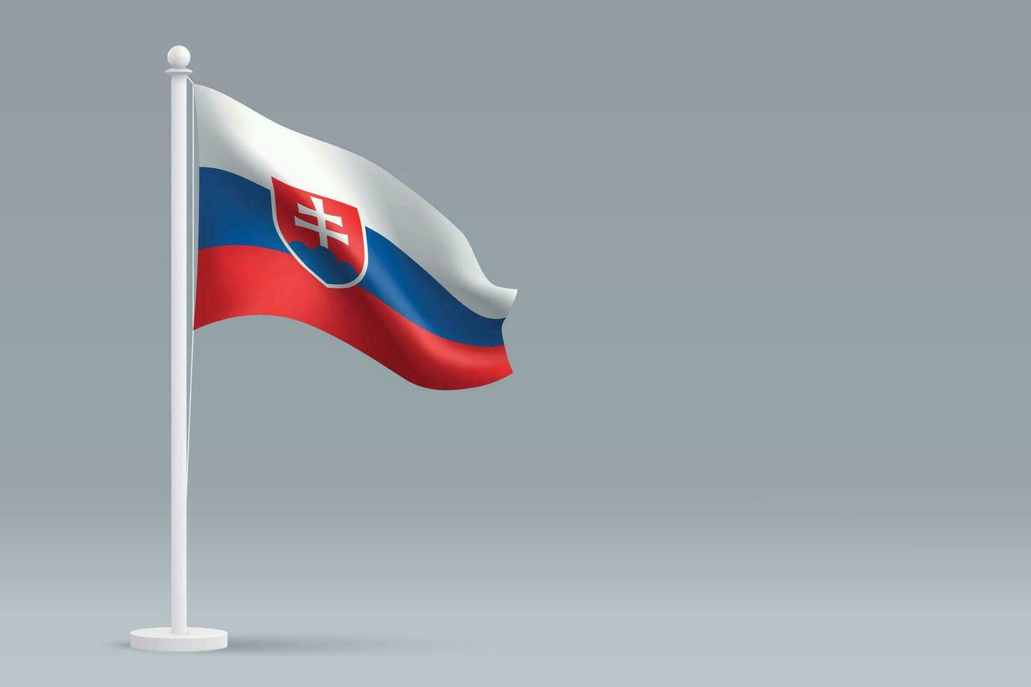 3d realistisk nationell slovakia flagga isolerat på grå bakgrund vektor