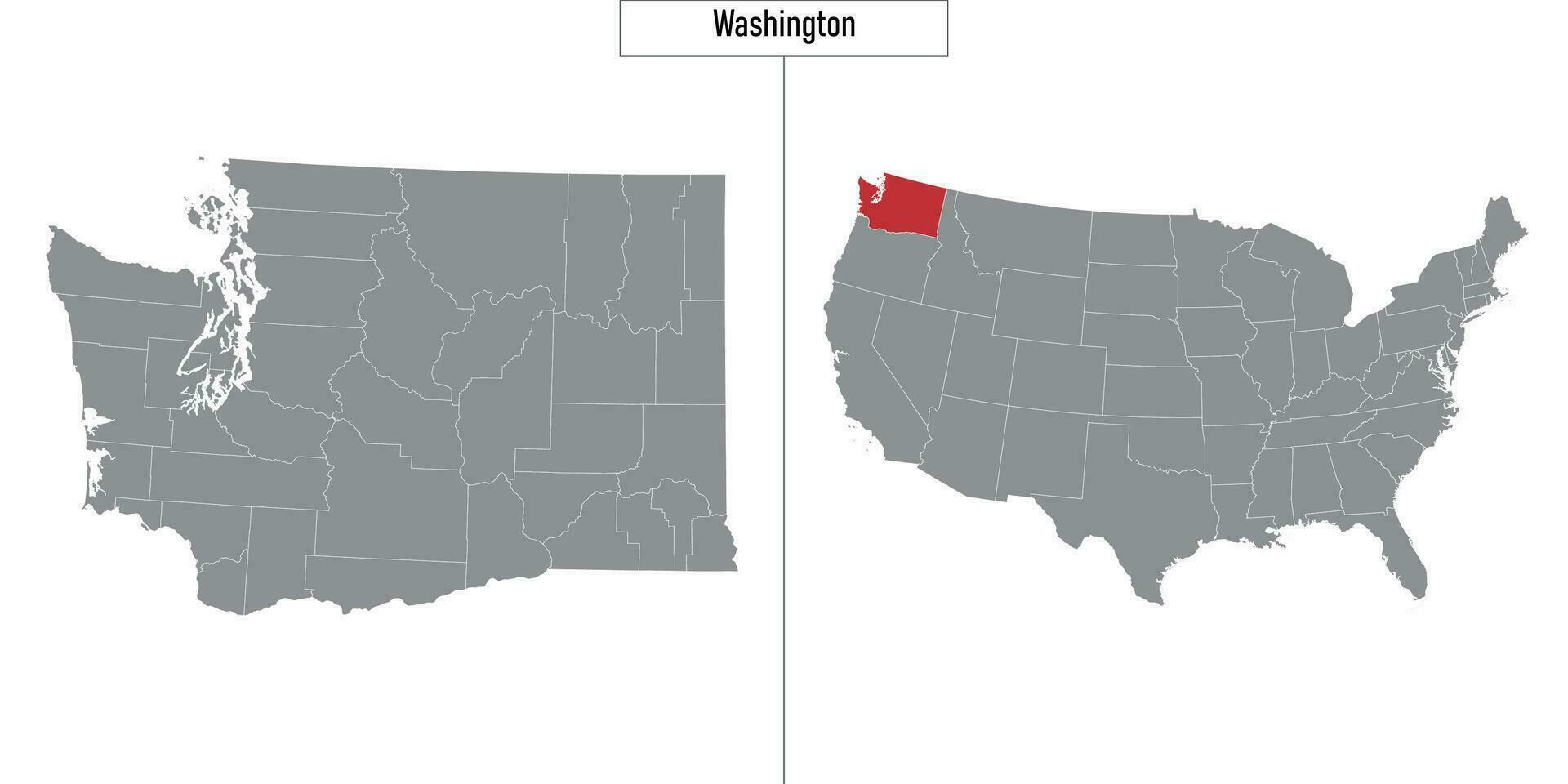 Karta av Washington stat av förenad stater och plats på USA Karta vektor