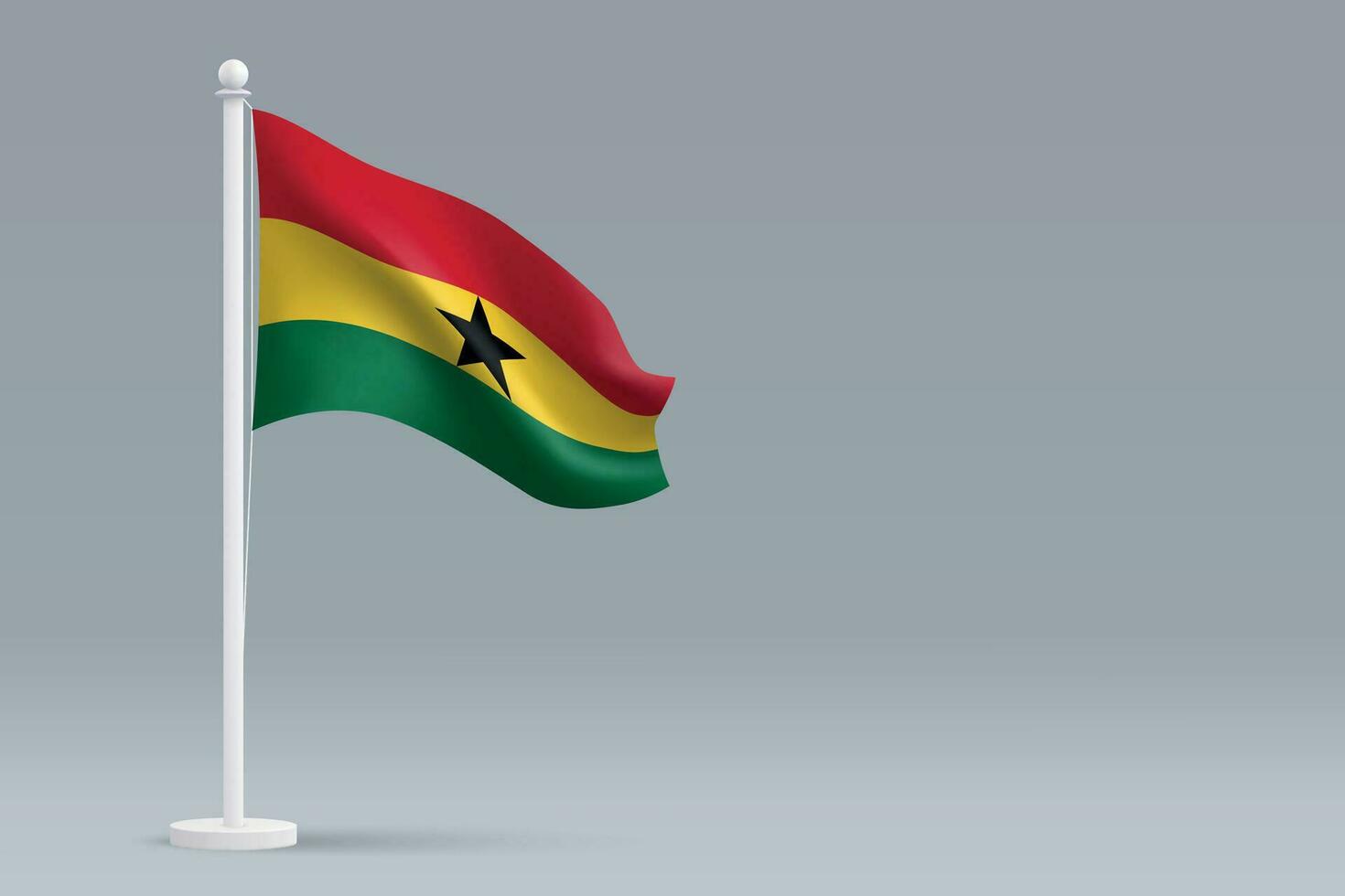 3d realistisch National Ghana Flagge isoliert auf grau Hintergrund vektor