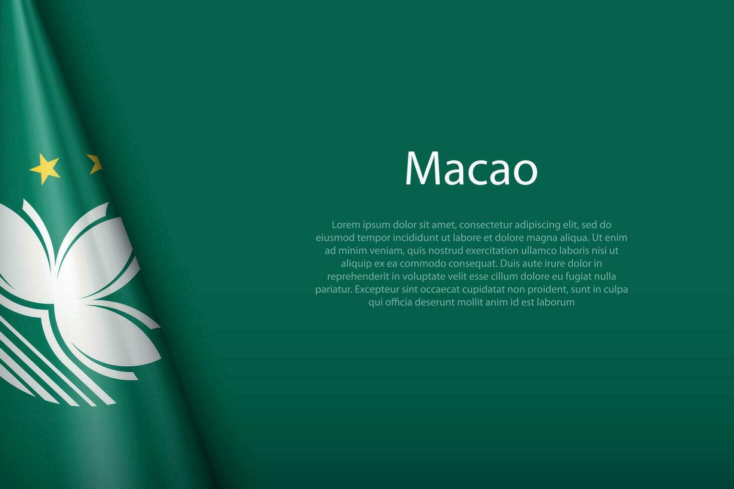 National Flagge Macao isoliert auf Hintergrund mit Copyspace vektor