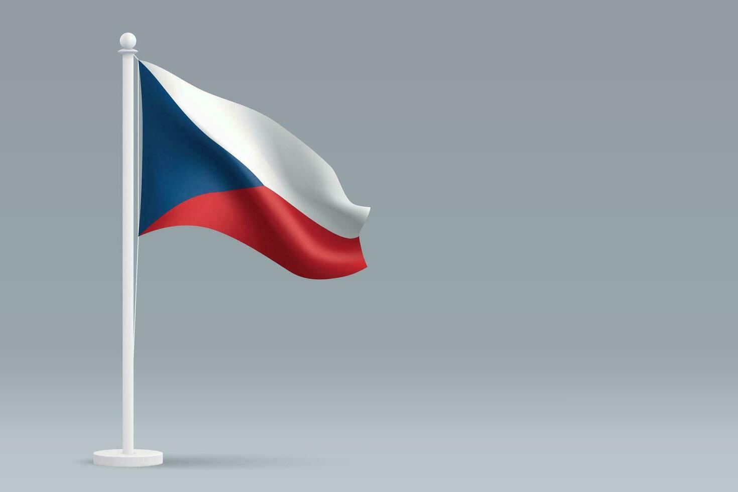 3d realistisk nationell czechia flagga isolerat på grå bakgrund vektor