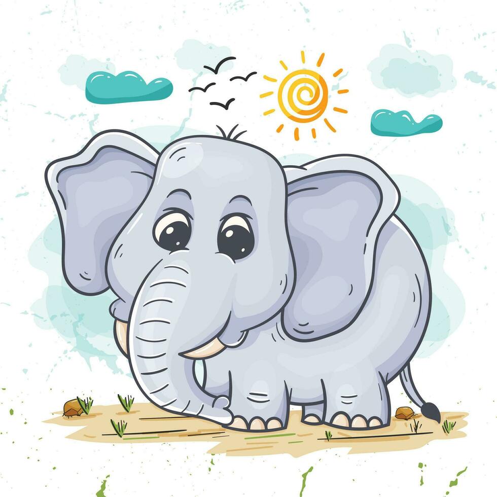 vattenfärg stil elefant illustration design vektor
