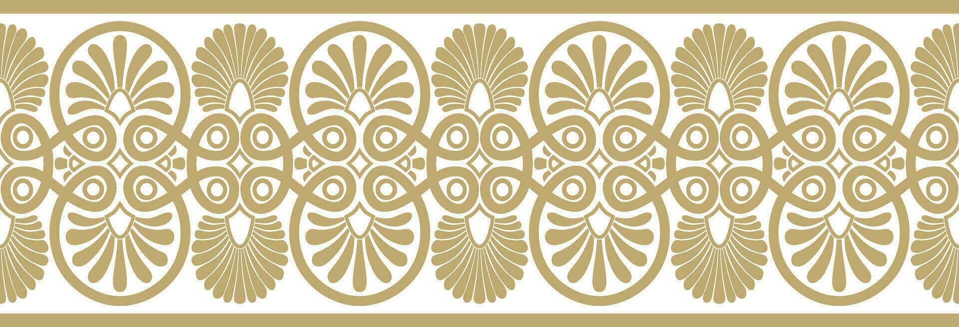 Vektor golden nahtlos Ornament von uralt Griechenland. klassisch endlos Muster Rahmen Rand römisch Reich