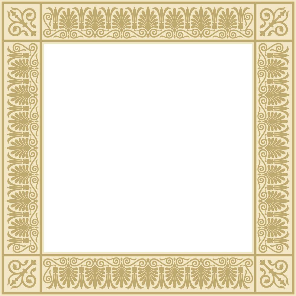 vektor gyllene fyrkant klassisk grekisk prydnad. europeisk prydnad. gräns, ram gammal Grekland, roman välde