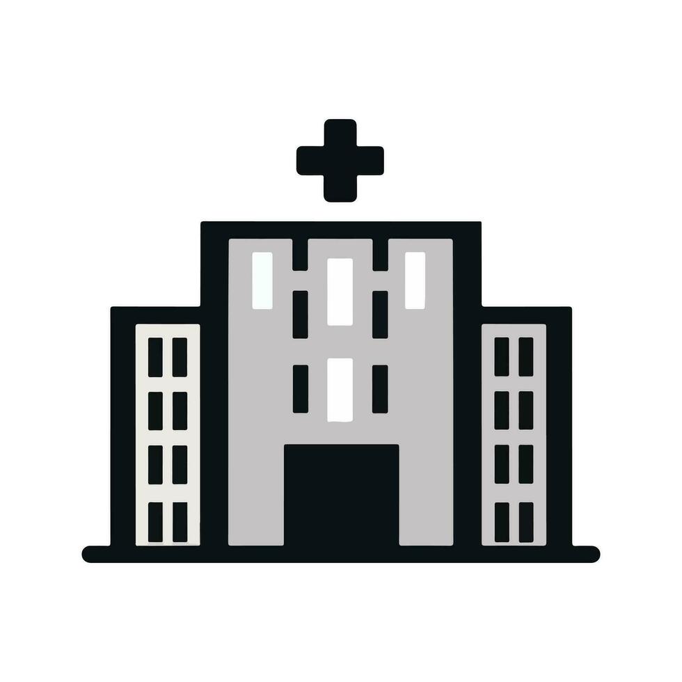 sjukhus byggnad ikon vektor logotyp. sjukhus ikon