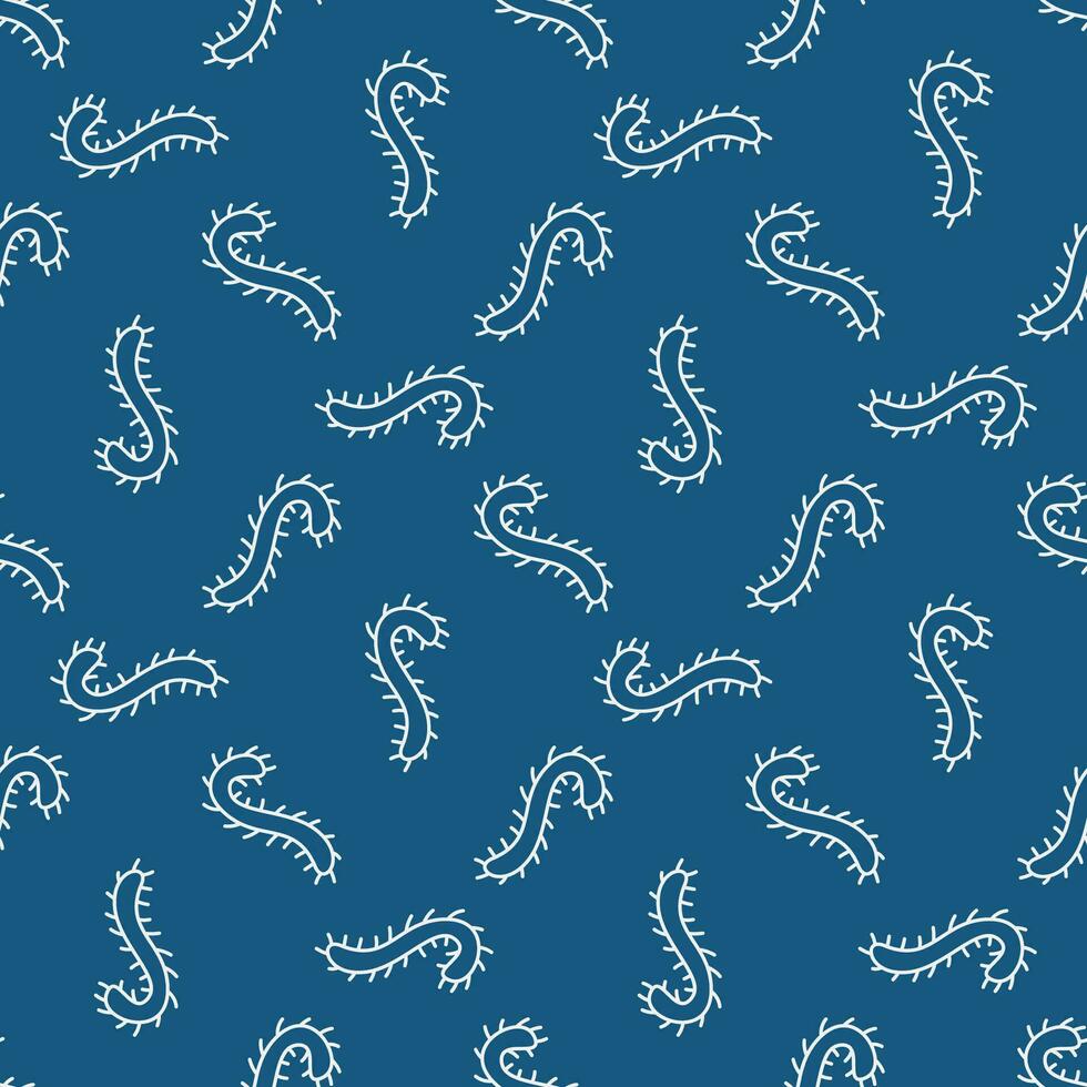 Achtung Bakterien Vektor Konzept Blau dünn Linie nahtlos Muster