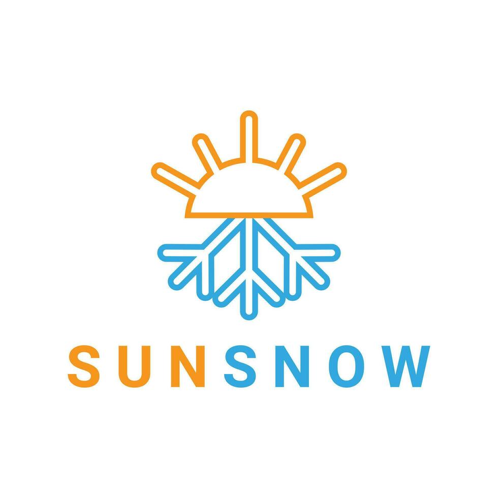 heiß und kalt Symbol. Sonne und Schneeflocke alle Jahreszeit Konzept Logo. Vektor