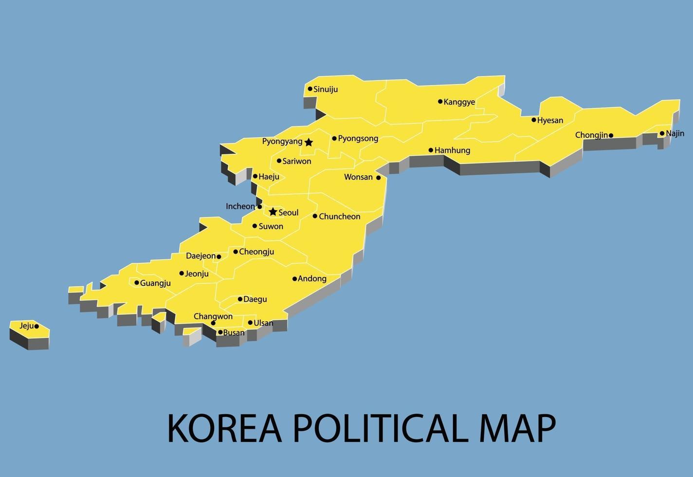 korea politisk isometrisk karta dividera med stat vektor