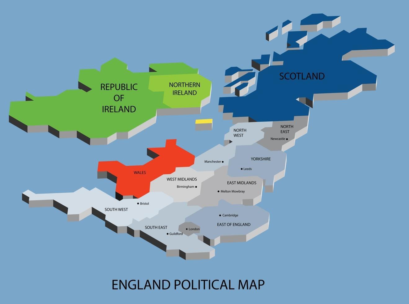 england politisk isometrisk karta vektor