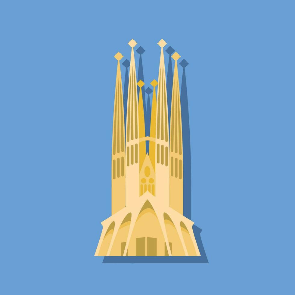 sagrada familia Spanien barcelona monument digital vektor illustrationer