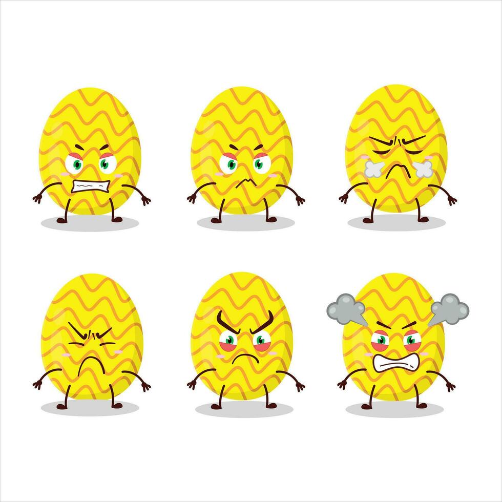 Gelb Ostern Ei Karikatur Charakter mit verschiedene wütend Ausdrücke vektor