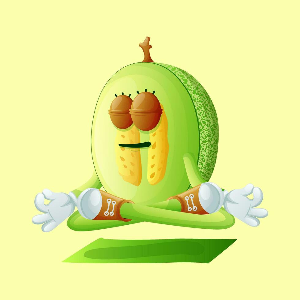 Honigtau Melone Charakter tun Yoga vektor